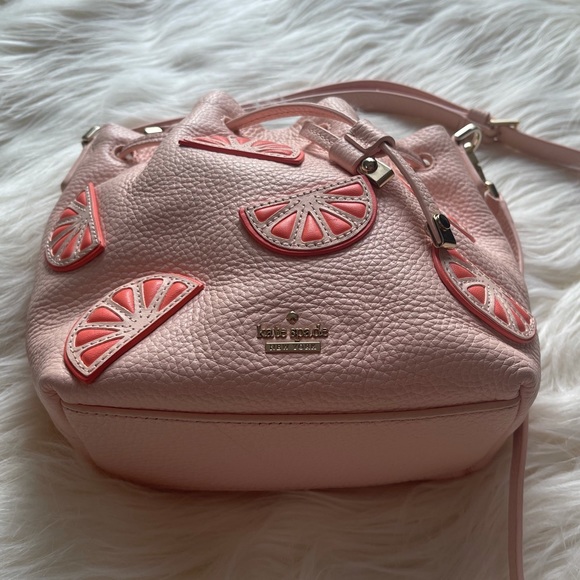 Kate Spade Flights of Fancy Grapefruit Mini Bucket Bag Crossbody - Picture 6 of 16